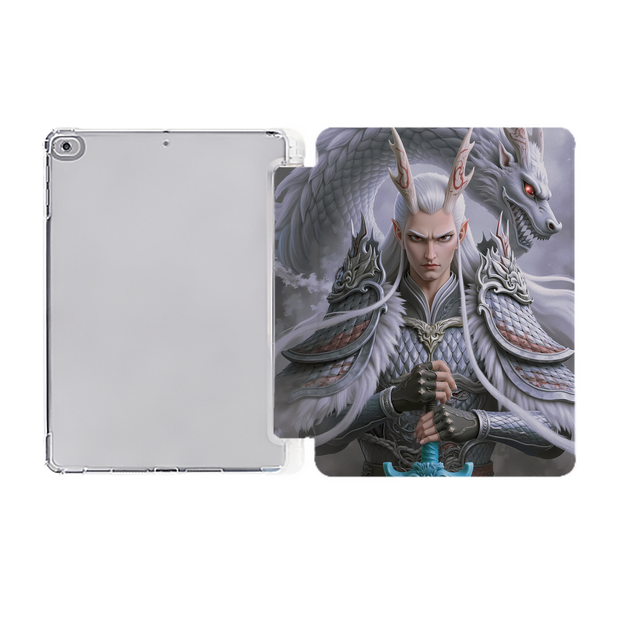 （画像用） Ne Zha 2 ナタ 魔童の大暴れ IPad ケース ペン収納付き 三つ折りスタンド PUレザー×シリコン 対応機種9.5/10.5/10.9インチ